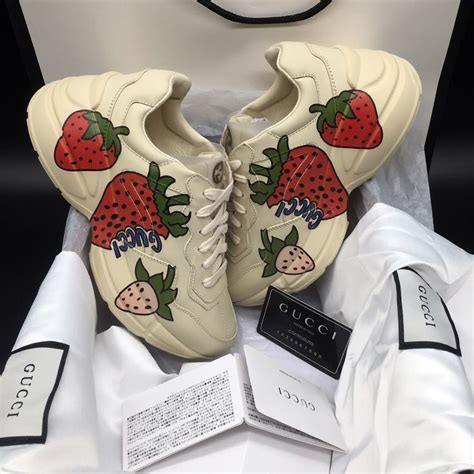 gucci strawberry shoe|embroidered sneakers gucci.